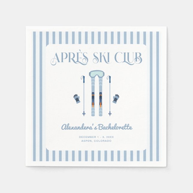 Winter Apres Ski Bachelorette Party  Napkin (Front)