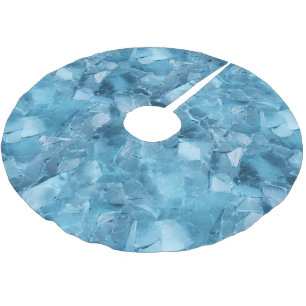 Winter Aqua Blue Ice Snowflakes Christmas Brushed Polyester Tree Skirt