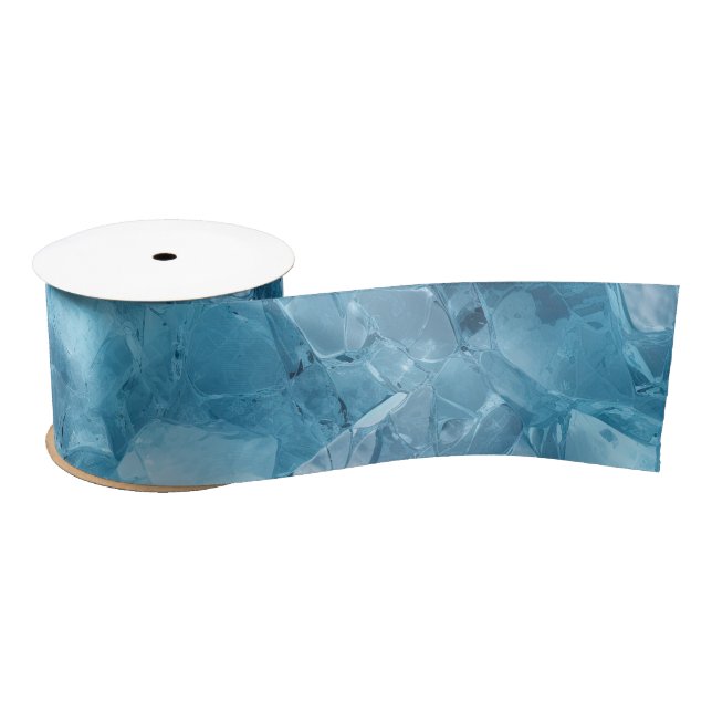 Winter Aqua Blue Ice Snowflakes Christmas Satin Ribbon (Spool)