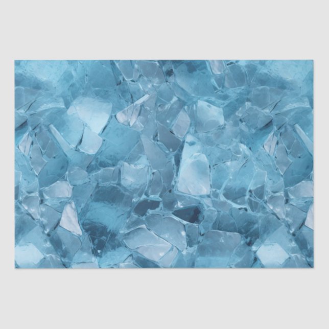 Winter Aqua Blue Ice Snowflakes Christmas Tissue Paper (Front)
