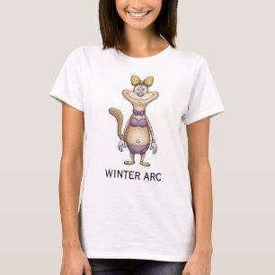 Winter Arc Funny Workout Cat Sketch T-Shirt / Gift