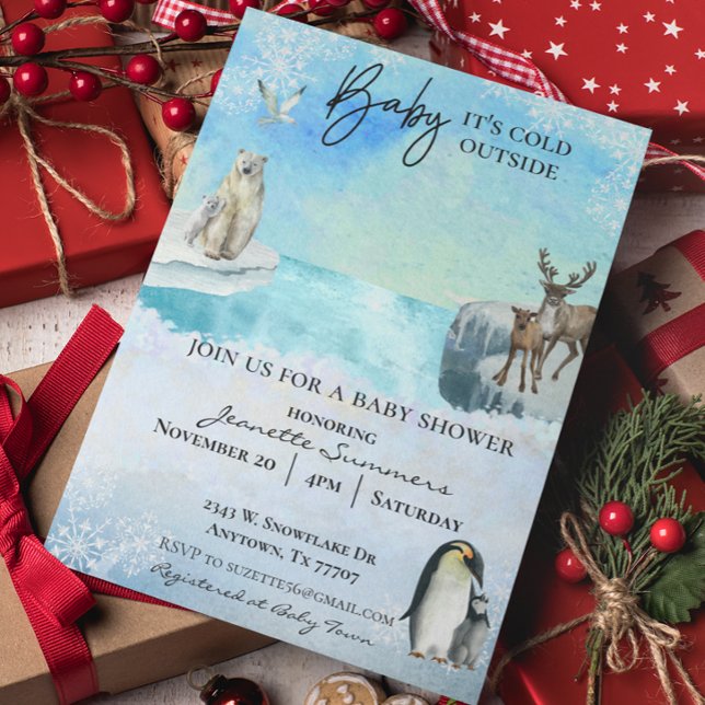 Winter Arctic Animal Baby It's Cold Outside Shower Invitation (Creator Uploaded)