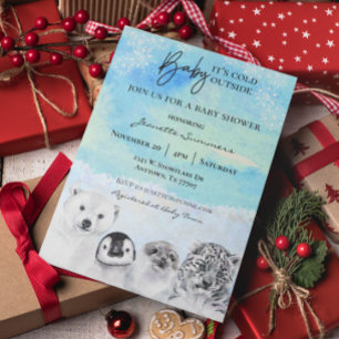 Winter Arctic Animal BabyShower It's Cold Outside  Invitation