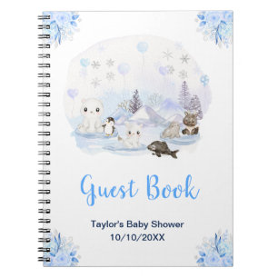 Winter Arctic Animals Baby Shower Guest Book
