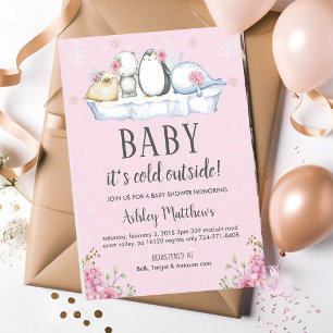 Winter Arctic Animals Baby Shower Invite