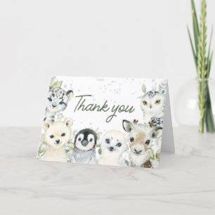 Winter Arctic Animals Baby Shower  Thank You Card