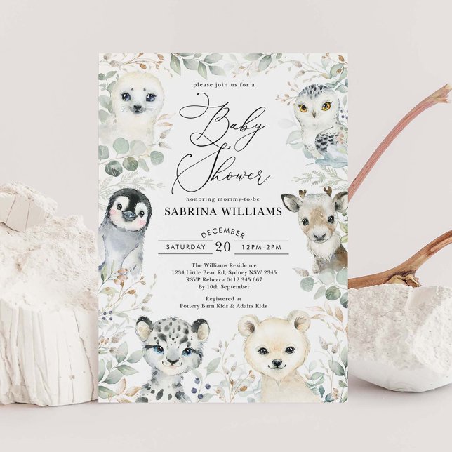 Winter Arctic Animals Gender Neutral Baby Shower Invitation (Creator Uploaded)