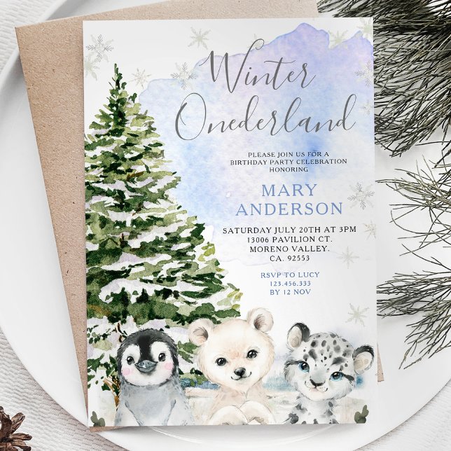  Winter Arctic Animals Onederland Birthday  Invitation (Creator Uploaded)