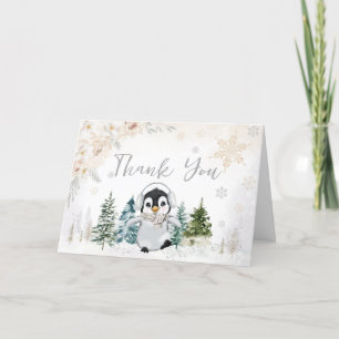 Winter Arctic Penguin Baby Shower Thank You Card