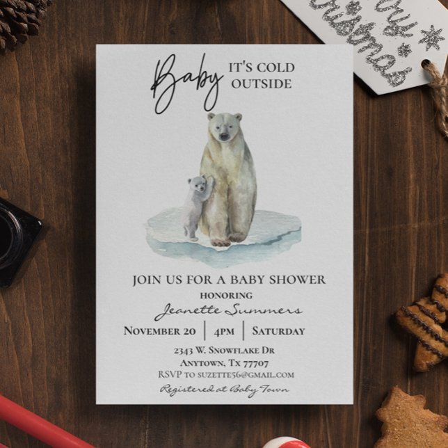 Winter Arctic Polar Bear Baby cold Outside shower Invitation (Creator Uploaded)