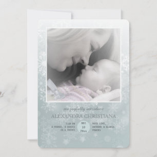 Winter Arrival Photo Birth Announcement Vertical