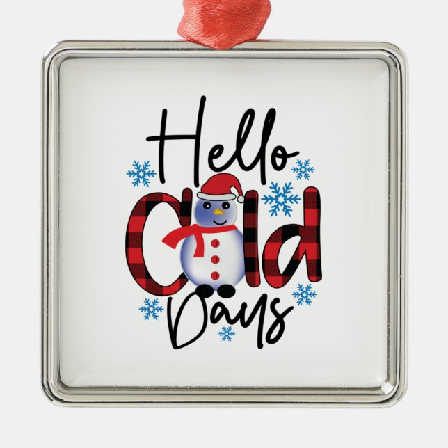 Winter Art Hello Cold Days Metal Tree Decoration (Front)