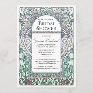 Winter Art Nouveau Bridal Shower Invitations