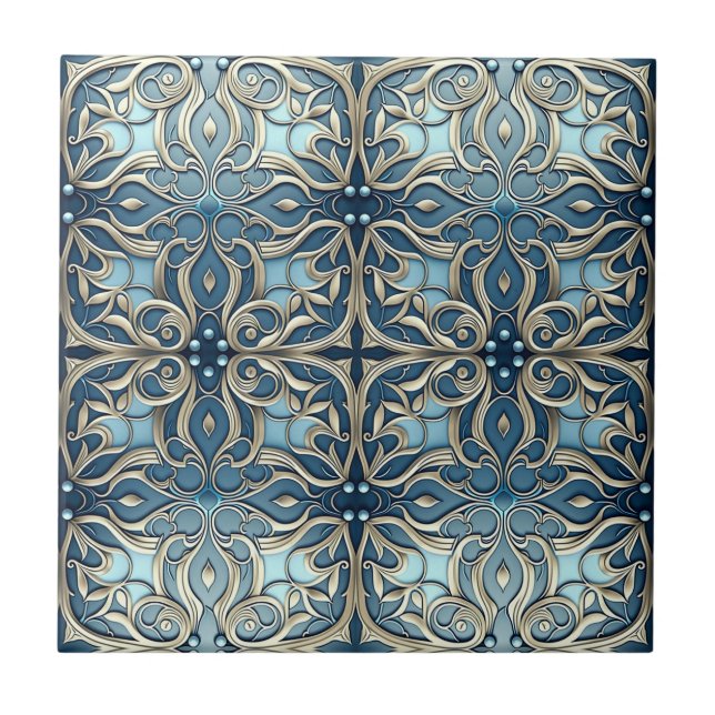 Winter Art Nouveau Design Tile (Front)