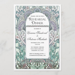 Winter Art Nouveau Rehearsal Dinner Invitations