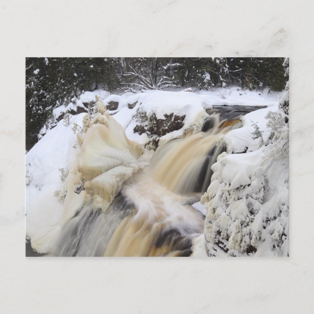 Winter at Gabbro Falls, Michigan's Upper Peninsula Postcard (Front)