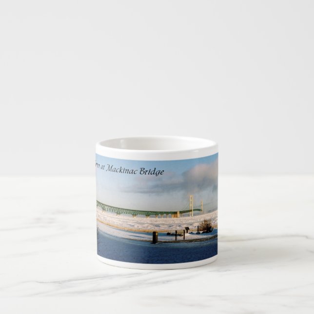 Winter at Mackinac Bridge espresso mug (Front)