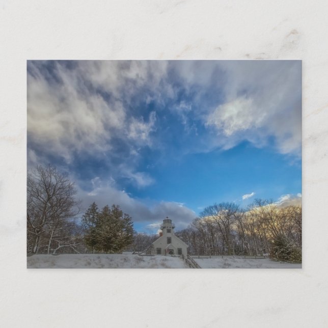 Winter at Mission Point Lighthouse Postcard (Front)