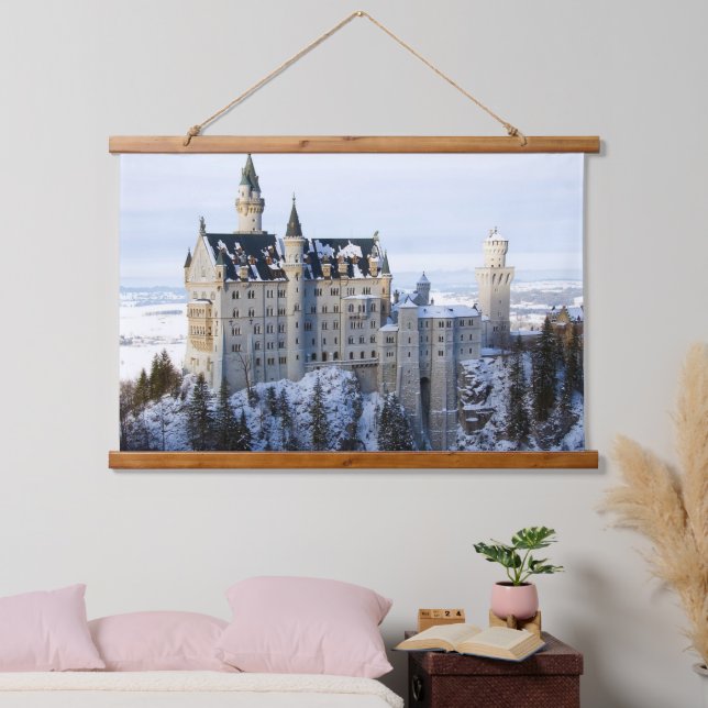 Winter at Neuschwanstein Castle, Germany Bavaria  Hanging Tapestry (Bedroom)