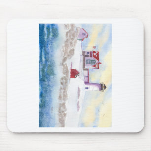 winter at Nubble LIghthouse in Maine Mouse Mat