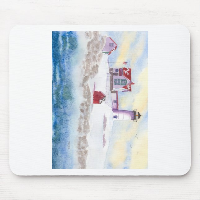 winter at Nubble LIghthouse in Maine Mouse Mat (Front)