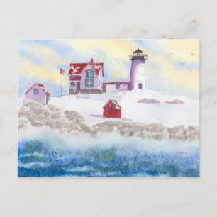 winter at Nubble LIghthouse in Maine Post Card
