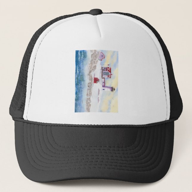 winter at Nubble LIghthouse in Maine Trucker Hat (Front)