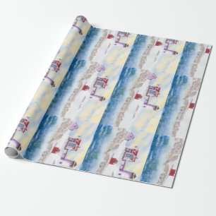 winter at Nubble LIghthouse in Maine Wrapping Paper