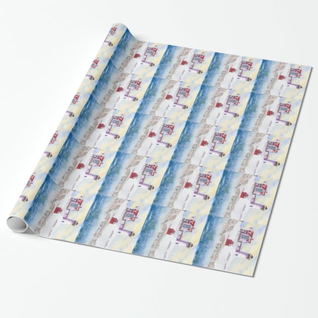 winter at Nubble LIghthouse in Maine Wrapping Paper (Unrolled)
