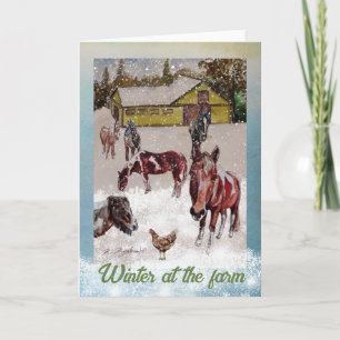 winter at the farm soft turquoise and horses  invitation