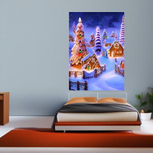 Winter at the Gingerbread village   AI Art  Poster