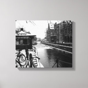 Winter at the Riverside BW Canvas Print