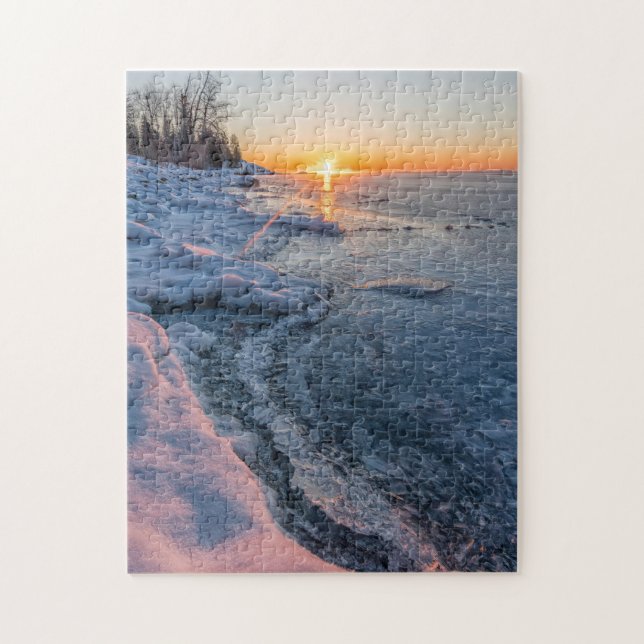 Winter at Two Harbors Minnesota Jigsaw Puzzle (Vertical)