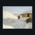 Winter at Vagsil in Telemark | Jacob Gloersen Holiday Postcard<br><div class="desc">Jacob Gløersen was a Norwegian painter. Gløersen was born at Nissedal in Telemark, Norway. He was the son of parish priest Johan Gløersen (1810-1890) and Charlotte Cecilie Dahl (1812-1892). He took matriculation at Kristiansand Cathedral School in 1872. He studied with Olaf Isaachsen in Kristiansand in 1872, at Knud Bergslien's painting...</div>