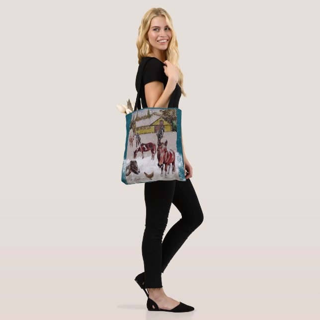 WINTER AT WEST HILLS RANCH TOTE BAG (On Model)
