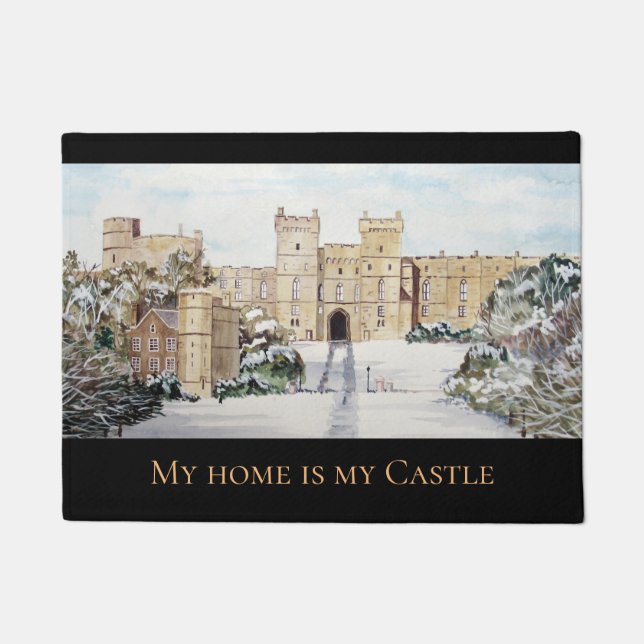 Winter at Windsor Castle by Farida Greenfield Doormat (Front)