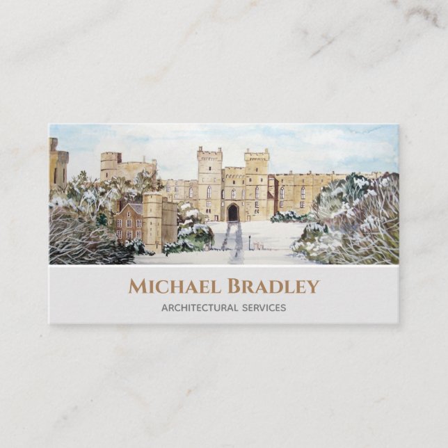 Winter at Windsor Castle Landscape Painting Business Card (Front)