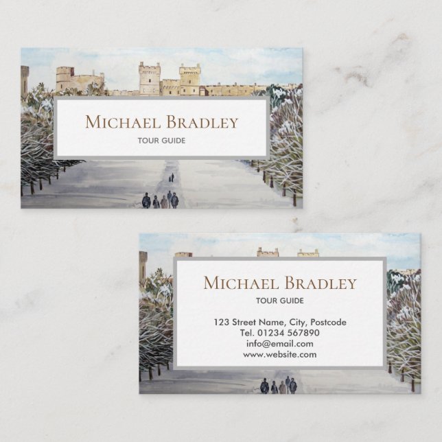 Winter at Windsor Castle Landscape Painting Business Card (Front/Back)
