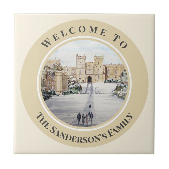 Winter at Windsor Castle Landscape Painting Glass Tile (Front)