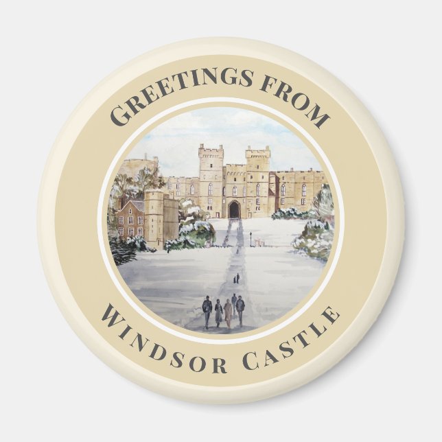 Winter at Windsor Castle Landscape Painting Magnet (Front)