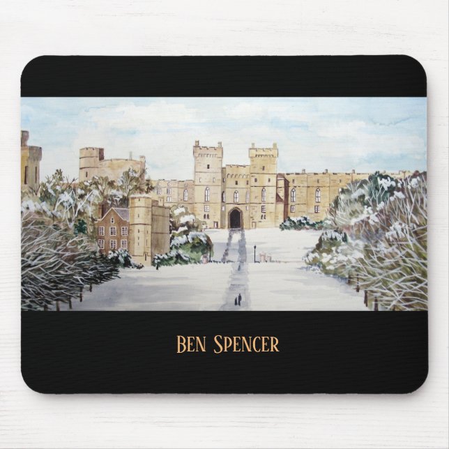 Winter at Windsor Castle Landscape Painting Mouse Mat (Front)