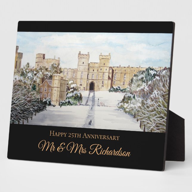Winter at Windsor Castle Landscape Painting Plaque (Side)