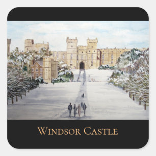 Winter at Windsor Castle Landscape Painting Square Sticker