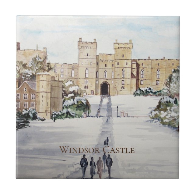 Winter at Windsor Castle Landscape Painting Tile (Front)