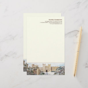 Winter at Windsor Castle Painting Headed Paper