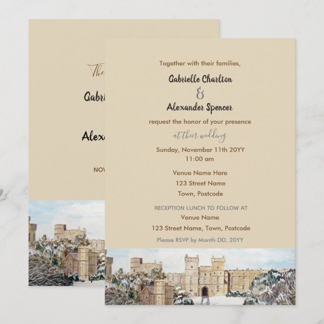 Winter at Windsor Castle Wedding Invitation (Front/Back)