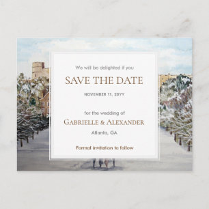 Winter at Windsor Castle Wedding Save The Date Announcement Postcard