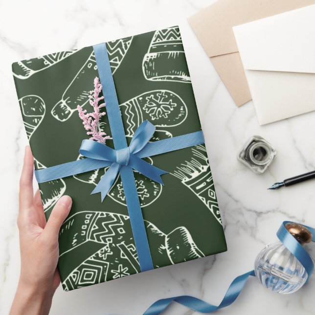 Winter Attire Sweaters Mittens Scarves Socks Wrapp Wrapping Paper (Gifting)