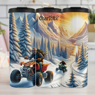 Winter ATV: Snowy Mountain Sunset Ride Thermal Tumbler