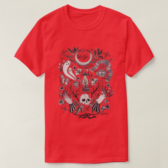 winter austic skulls moon light T-Shirt (Design Front)